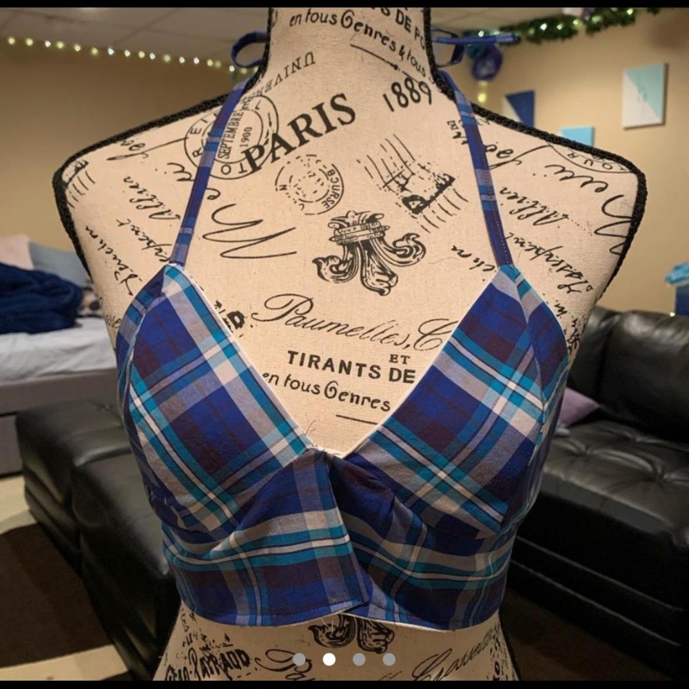 Handmade Plaid Bralette Top - Picture 2 of 4